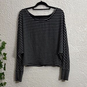 Striped Black and White Women's Bat Wing Crop Top